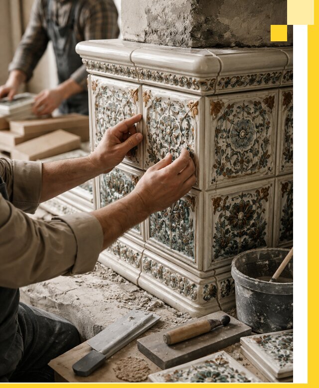 Изразцовые камины под ключ в Минусинске: проект и монтаж