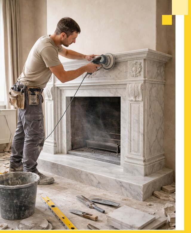 Изготовление и установка мраморных каминов в Минусинске под ключ