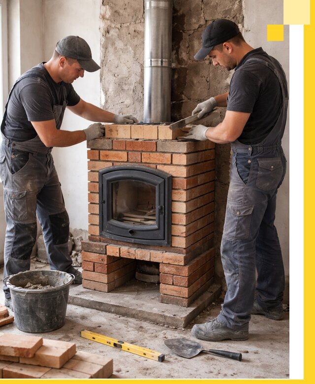 Монтаж печи камина под ключ в Минусинске с гарантией и пусконаладкой