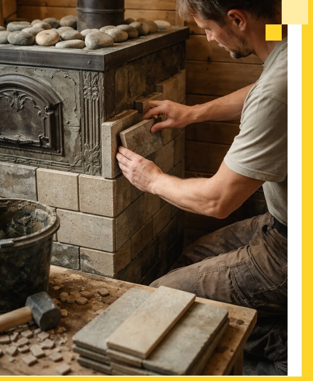 Облицовка банных печей в Минусинске профессиональная отделка