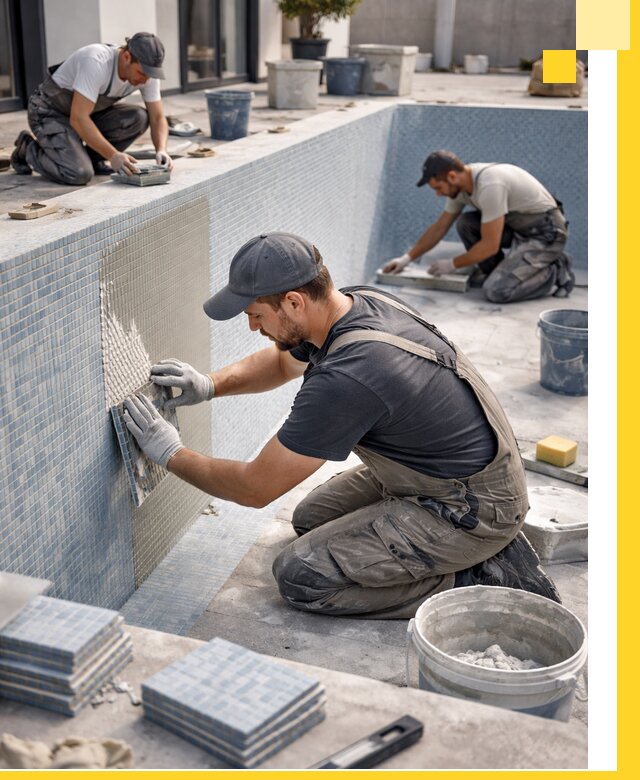 Облицовка бассейнов в Минусинске плитка мозаика гидроизоляция