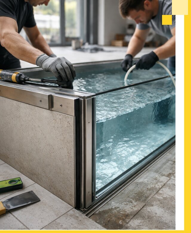 Проектирование и монтаж стеклянных бассейнов в Минусинске