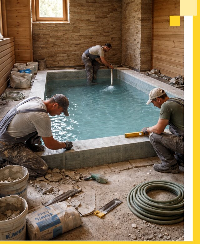 Проектирование и строительство бассейнов для бани в Минусинске