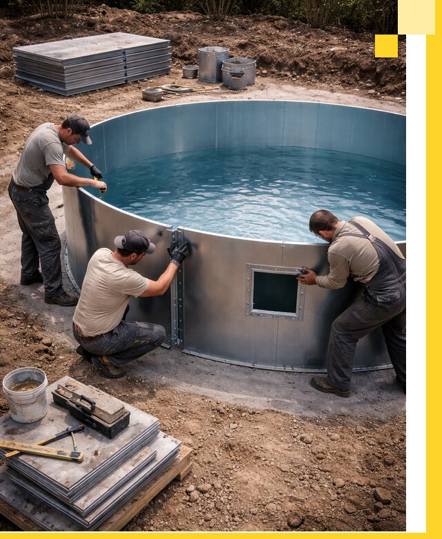 Круглые бассейны под ключ в Минусинске проектирование и монтаж