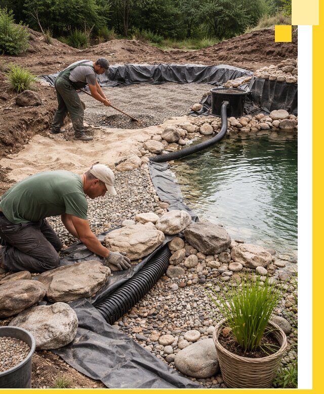 Строительство природных бассейнов и озер в Минусинске под ключ