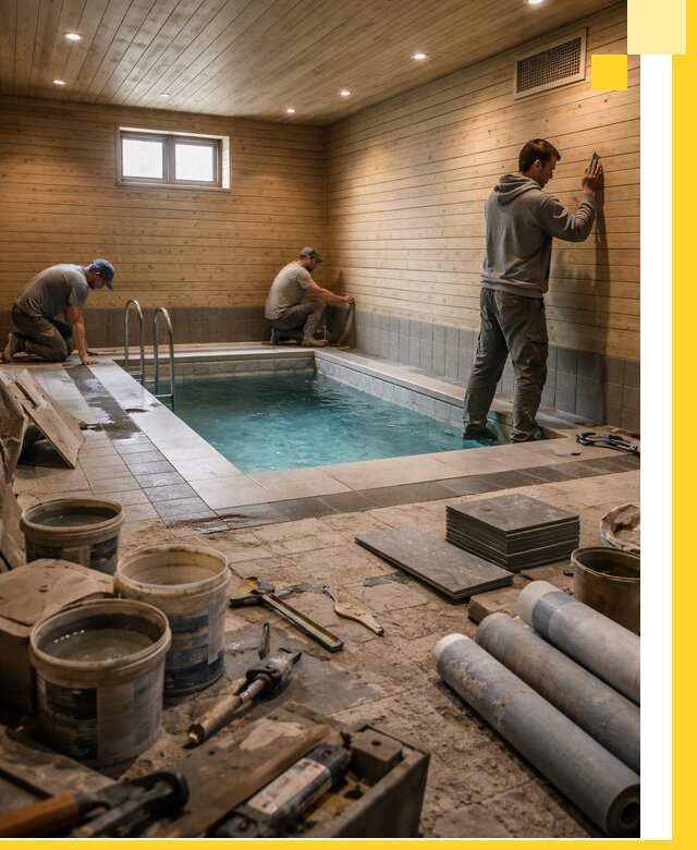 Строительство бани с бассейном и сауной под ключ в Минусинске