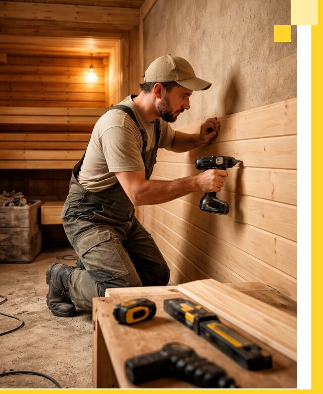 Профессиональная внутренняя отделка бани в Минусинске под ключ