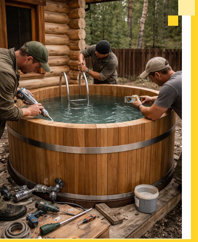 Строительство бань с купелью под ключ и отделкой в Минусинске