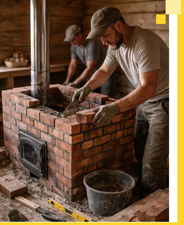 Кирпичные печи для бани под ключ в Минусинске, проект и монтаж