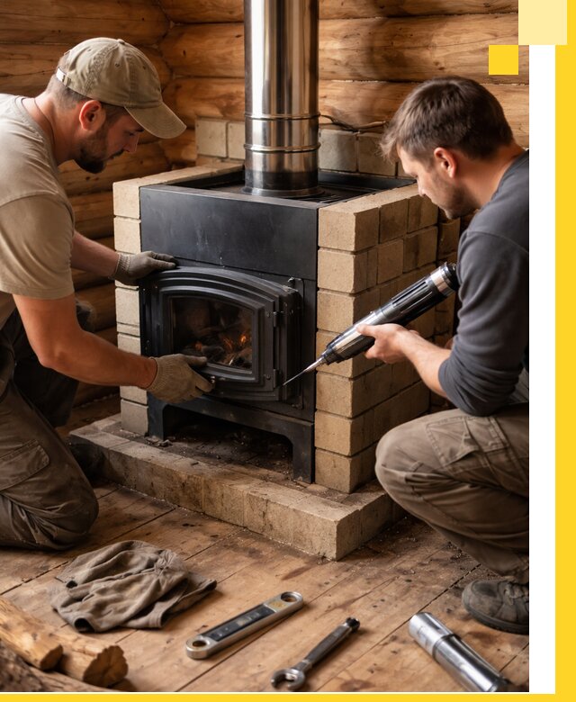 Монтаж и установка печи в бане под ключ с гарантией в Минусинске