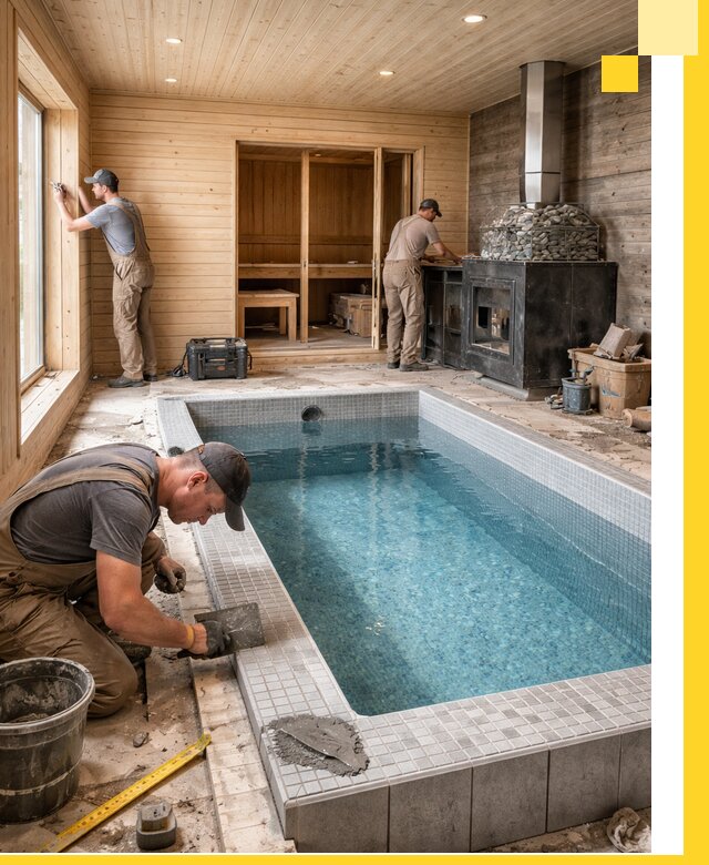 Проект бани с бассейном и сауной в Минусинске под ключ