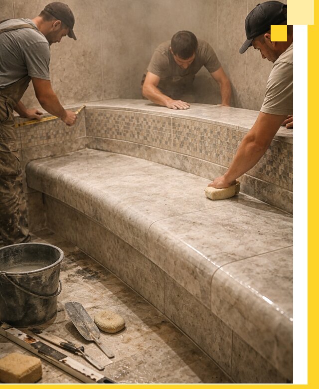 Изготовление и установка сидений для хамама в Минусинске