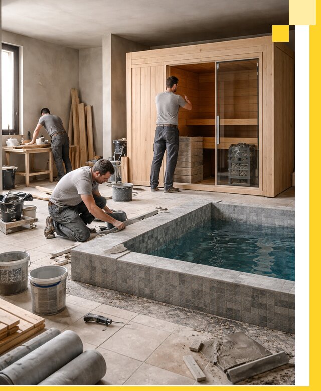 SPA зоны под ключ с бассейном сауной и печью в Минусинске